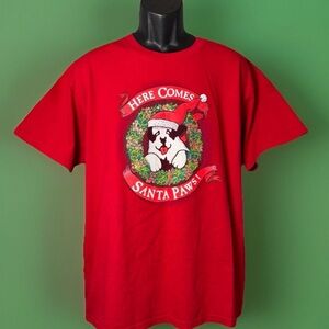 Vintage 1996 Big Dogs Here Comes Santa Paws! Christmas Red Men’s T-Shirt Size L